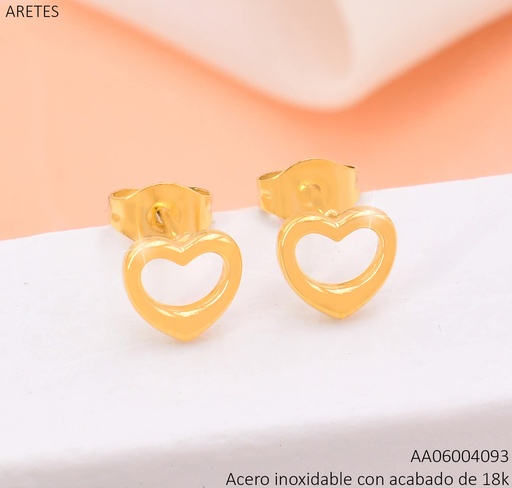 [AA06004093] ARETES ACERO INOX. ACABADO 18K. CROQUI CORAZON P25070192001