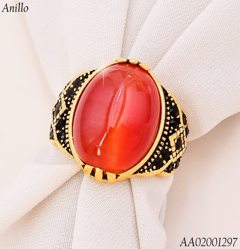 [AA02001297] ANILLO PIEDRA ROJO OV.C/GRAB LADO RA624-305