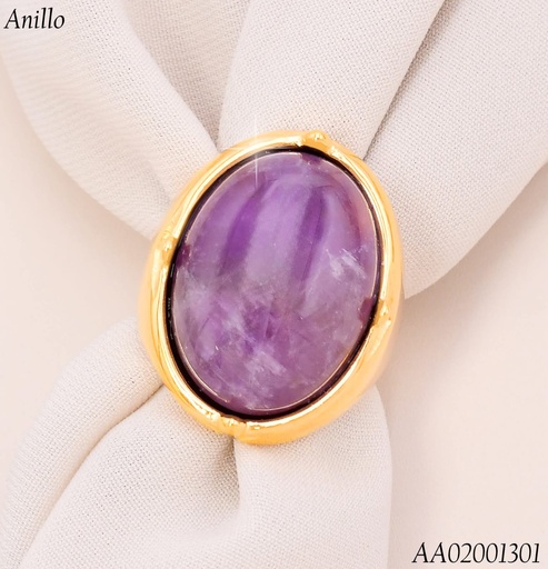 [AA02001301] ANILLO GR. PIEDRA OVALADA MORADA RA602-305