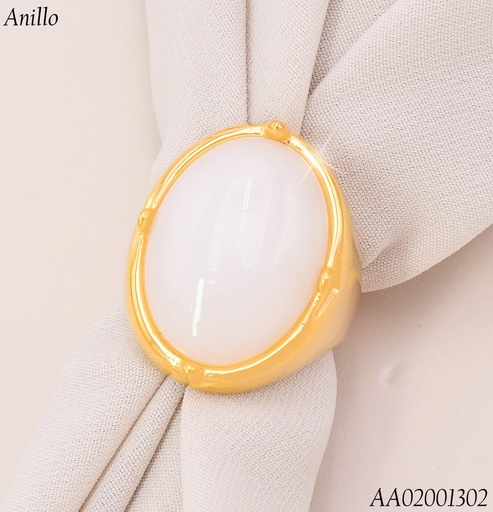 [AA02001302] ANILLO GR. PIEDRA OVALADA BLANCA RA603-305