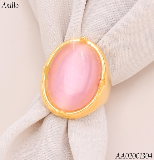 [AA02001304] ANILLO GR. PIEDRA OVALADA ROSADA RA605-305