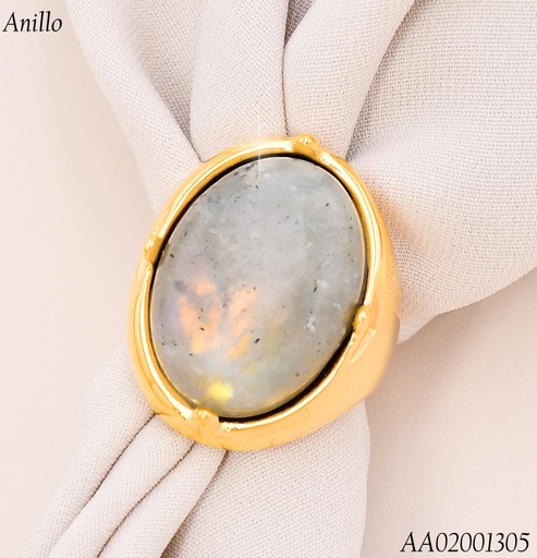 [AA02001305] ANILLO GR. PIEDRA OVALADA GRIS RA606-305