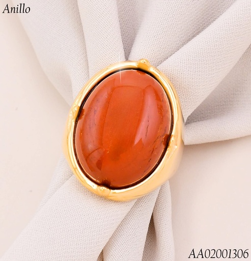 [AA02001306] ANILLO GR. PIEDRA OVALADA ROJA RA607-305