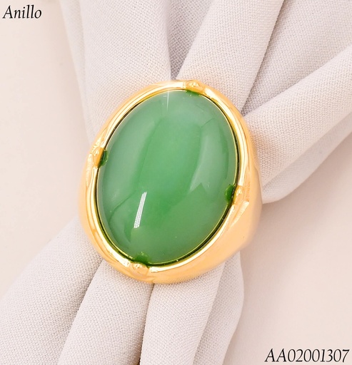 [AA02001307] ANILLO GR. PIEDRA OVALADA VERDE RA608-305