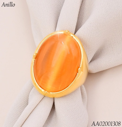 [AA02001308] ANILLO GR. PIEDRA OVALADA SALMON RA609-305