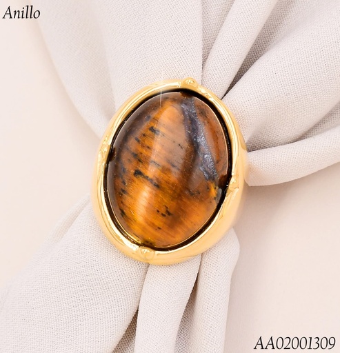 [AA02001309] ANILLO GR. PIEDRA OVALADA CAFE RA610-305