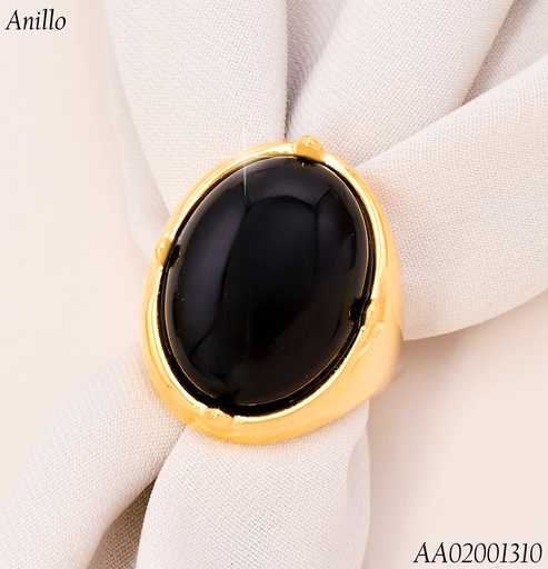 [AA02001310] ANILLO GR. PIEDRA OVALADA NEGRA RA611-305
