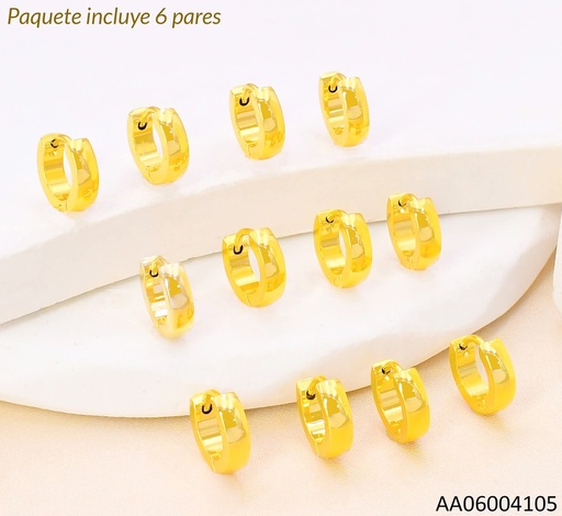 [AA06004105] PAQ. 6 PARES ARETES HUGGIES DORADAS 003N1357-855
