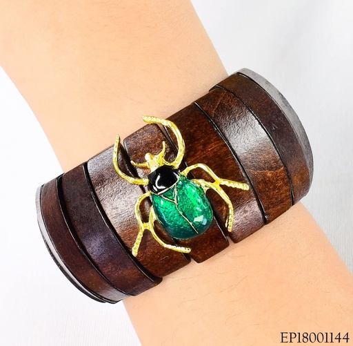 [EP18001144] PULSERA SECCIONADA MADERA / ESCARABAJO CENTRO Z532-212