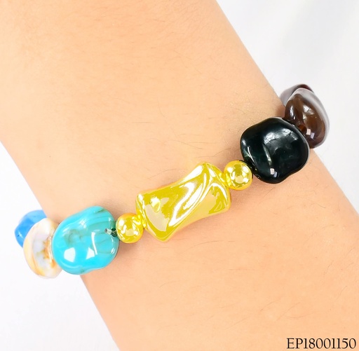 [EP18001150] PULSERA DORADA PIEDRAS NATURALES VARIOS COL. G471-534