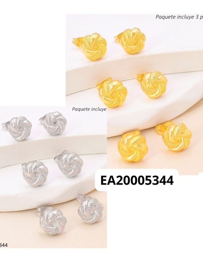 [EA20005344] PAQ. 3 PARES ARETES ENTRELAZADOS D/P N5805-167