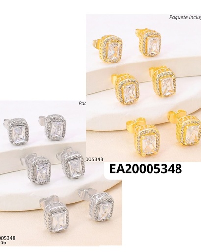 [EA20005348] PAQ. 3 PARES ARETES ZIRC. RECTANGULAR D/P N6353-268