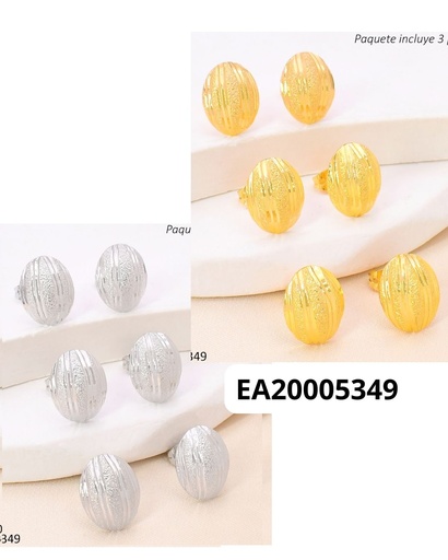 [EA20005349] PAQ. 3 PARES ARETES OVALO RAYADO D/P N5808-167
