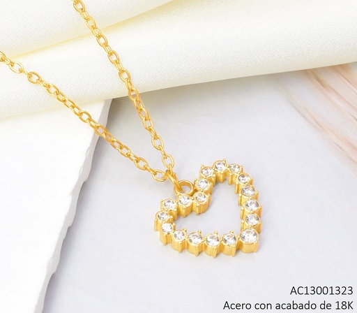 [AC13001323] CADENAS ACERO INOX. ACABADO 18K. CROQUI CORAZON ZIRC. P25070065001
