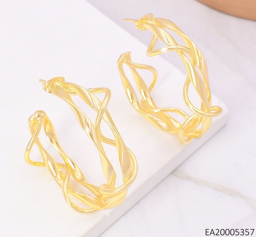 [EA20005357] ARETES DOR ENTRELZADA LINEAS FINAS & GRUESAS Z357-277