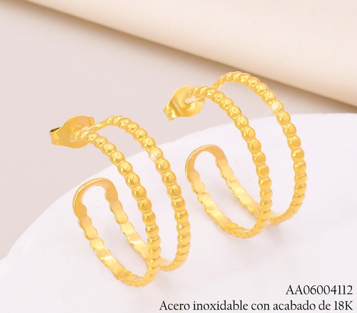 [AA06004112] ARETES ACERO INOX. ACABADO 18K. "C" DOBLE P25070153001