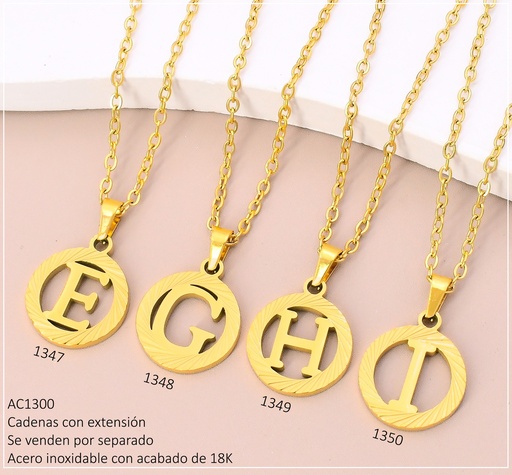 [AC13001347] CADENA ACERO INOX. ACABADO 18K. CIRCULO INICIAL "E" P25061426005