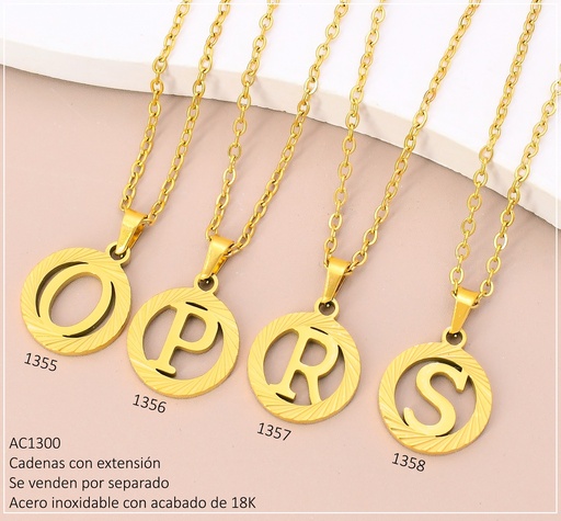 [AC13001357] CADENA ACERO INOX. ACABADO 18K. CIRCULO INICIAL "R" P25061426018
