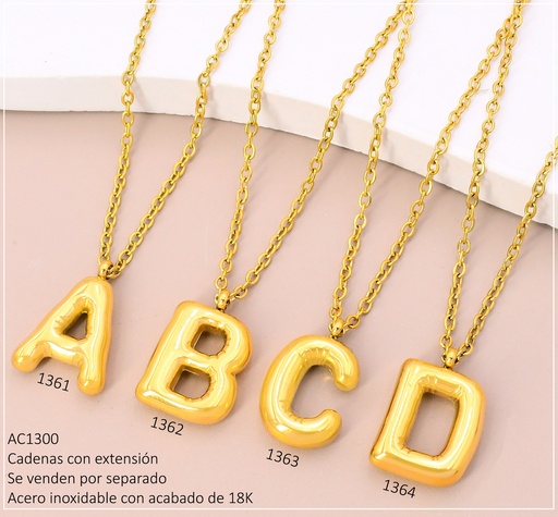 [AC13001364] CADENA ACERO INOX. ACABADO 18K. INICIAL INFLADA  "D" P25070038004