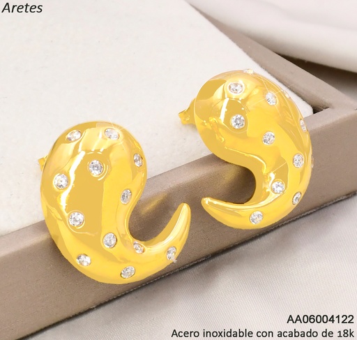 [AA06004122] ARETES ACERO INOX. ACABADO 18K. GOTA INVERTIDA ZIRC. P25061414001