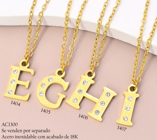 [AC13001406] CADENA ACERO INOX. ACABADO 18K. INICIAL "H" GR. ZIRC. P25070032008
