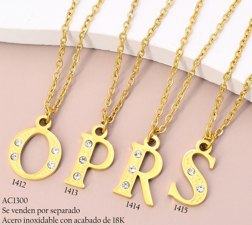 [AC13001412] CADENA ACERO INOX. ACABADO 18K. INICIAL "O" GR. ZIRC. P25070032015