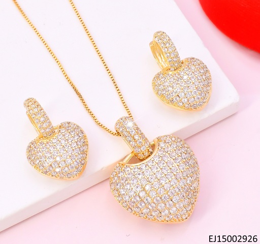 [EJ15002926] SET CORAZON INFLADO C/ZIRCONIAS /CALADO SE1190-6