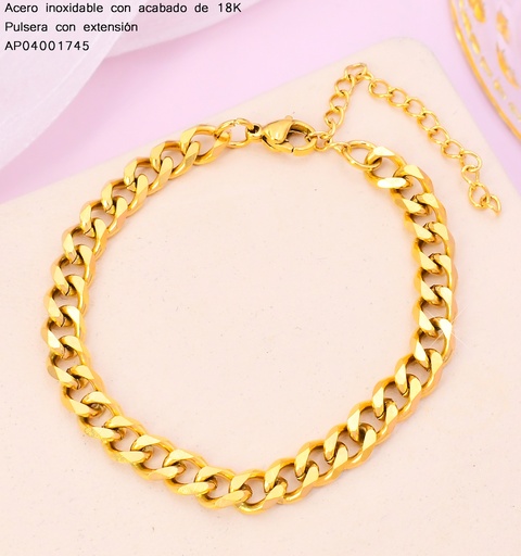 [AP04001745] PULSERAS ACERO INOX. ACABADO 18K. ESLABON BARBADA P25070084001