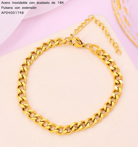 [AP04001746] PULSERAS ACERO INOX. ACABADO 18K. ESLABON BARBADA P25070095002