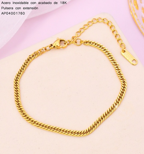 [AP04001760] PULSERAS ACERO INOX. ACABADO 18K. APLANADA P25070019001