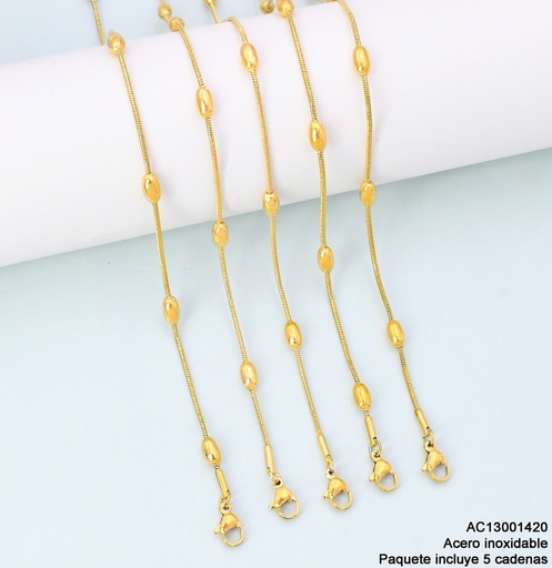 [AC13001420] PAQ. 5 CADENAS COLA DE RATON / CILINDROS 45CM K4609-5