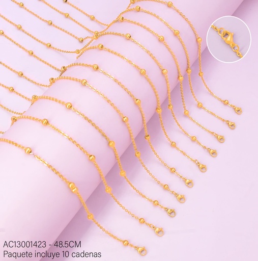 [AC13001423] PAQ. 10 CADENAS TRAD. C/PELOTITAS 48.50CM C444-5