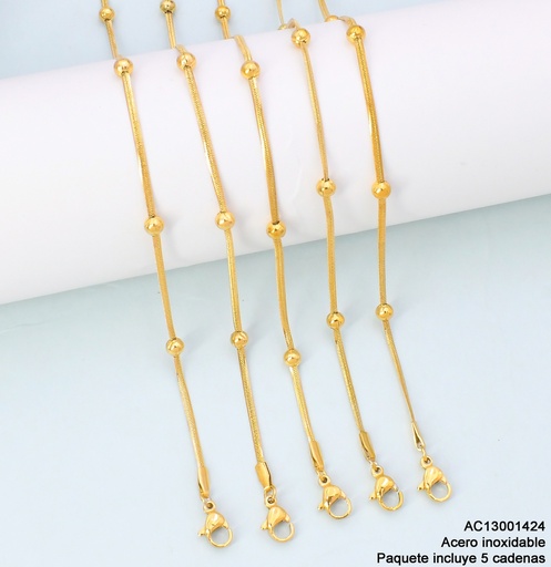 [AC13001424] PAQ. 5 CADENAS SERPIENTE C/ PELOTITAS 45CM K4613-5