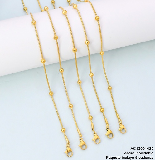 [AC13001425] PAQ. 5 CADENAS COLA DE RATON C/ PELOTITAS 45CM K6809-5