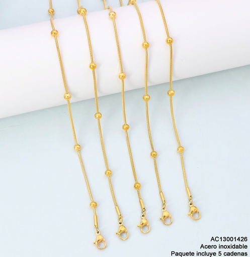 [AC13001426] PAQ. 5 CADENAS COLA DE RATON C/ PELOTITA 55CM K6810-5