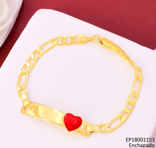 [EP18001153] PULSERA DORADA BARRAS ALTERNAS 3*1 /PLACA CORAZON Z486-212