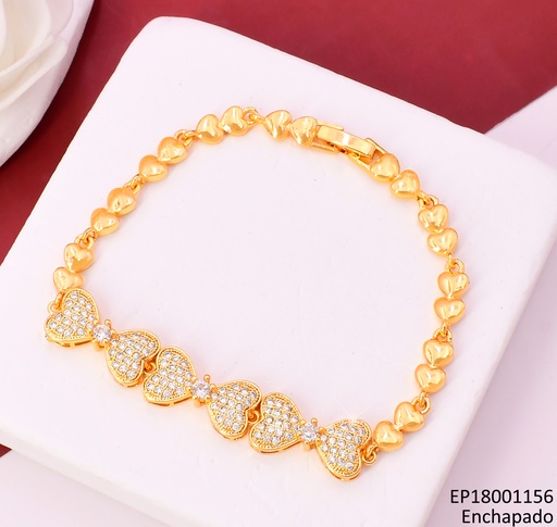 [EP18001156] PULSERA DORADA CORAZONES LISOS /CENTRO LAZOS (3) Z449-470