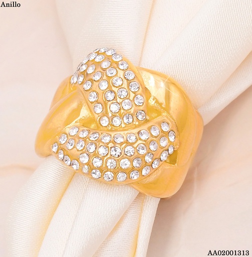 [AA02001313] ANILLO ANCHO TRENZADO LIZO/ZIRCONIAS F8667-73