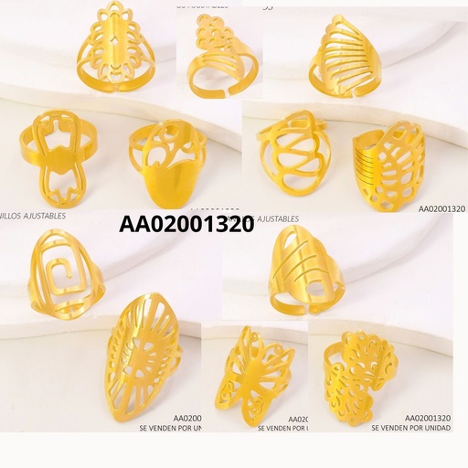[AA02001320] ANILLO DOR.DISEÑOS GR. ALARGADOS SURTIDOS 006D3681-439
