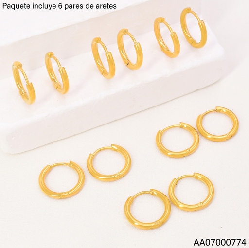 [AA07000774] PAQ.6 PARES ARGOLLAS TRADICIONALES LISAS PQ.S9550-526