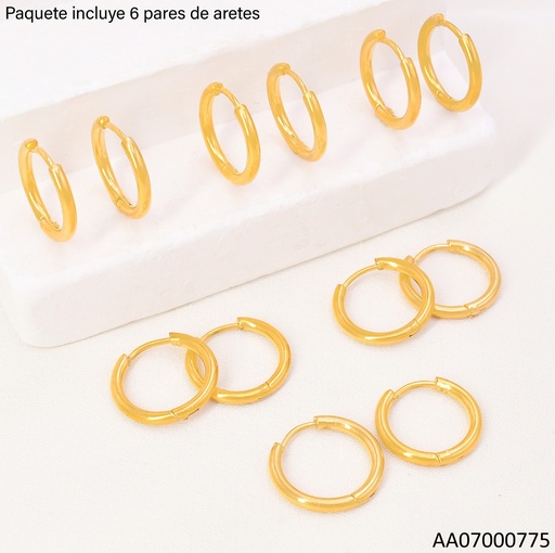 [AA07000775] PAQ.6 PARES ARGOLLAS TRADICIONALES LISAS .S9550-526