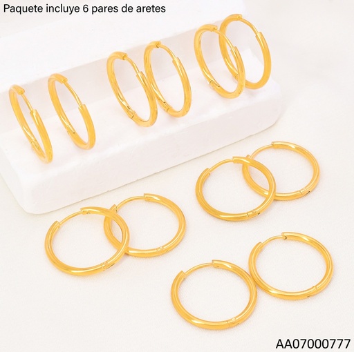 [AA07000777] PAQ.6 PARES ARGOLLAS TRADICIONALES LISAS MED.S9550-526