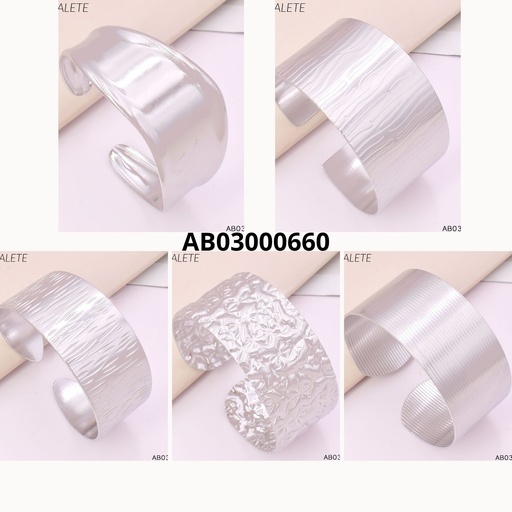 [AB03000660] BRAZALETE PLAT. DISEÑO SURT.RAYADOS/ONDULADOS/PUNTEADOS