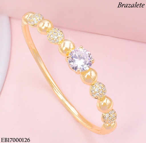 [EB17000126] BRAZALETE DOR PELOTITAS / ZIRC CRISTAL CENTRO BE826-318