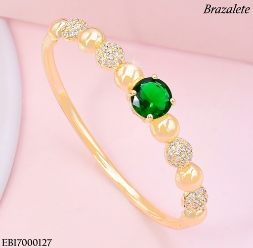 [EB17000127] BRAZALETE DOR PELOTITAS / ZIRC VERDE CENTRO BE827-318