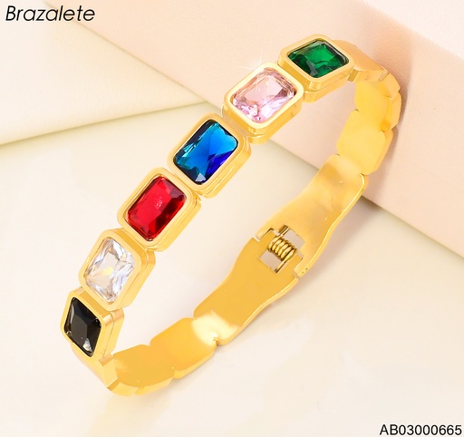 [AB03000665] BRAZALETE ZIRC.RECTANGULARES COL.BA2344-408