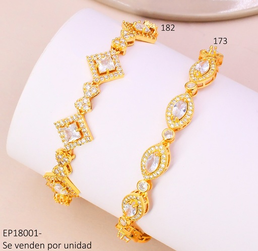 [EP18001173] PULSERA DORADA OVALOS ZIRC. CRISTALES Z445-470