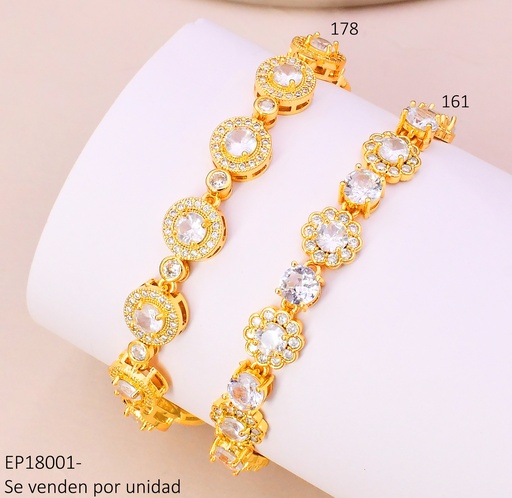 [EP18001178] PULSERA DORADA ZIRC. RD CRISTALES Z454-470