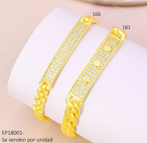 [EP18001181] PULSERA DOR ESLAB. CUBANO / PLACA CENTRO ZIRC. Z493-212