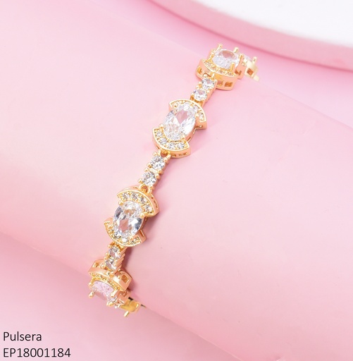 [EP18001184] PULSERA DORADA ZIRC. OVALADA C/ ARCOS N767-268